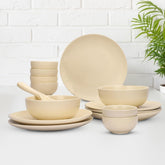 Heart Home 14 Pcs Ceramic Dinner Set | Dishwasher & Microwave Safe | Crockery Set for Dining & Gifting | 6 Pcs Dinner Plates & 2 Pcs Serving Bowl & 6 Pcs Bowl | Cream